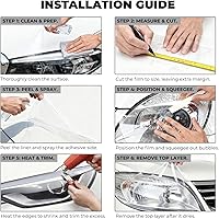 Vista 2 de KOMAS 12” X 48” Tint Vinyl Film Sticker Sheet Roll for Car Headlight, Tail Lights, Fog Lights with Squeegee + Cutter (Glossy Yellow)
