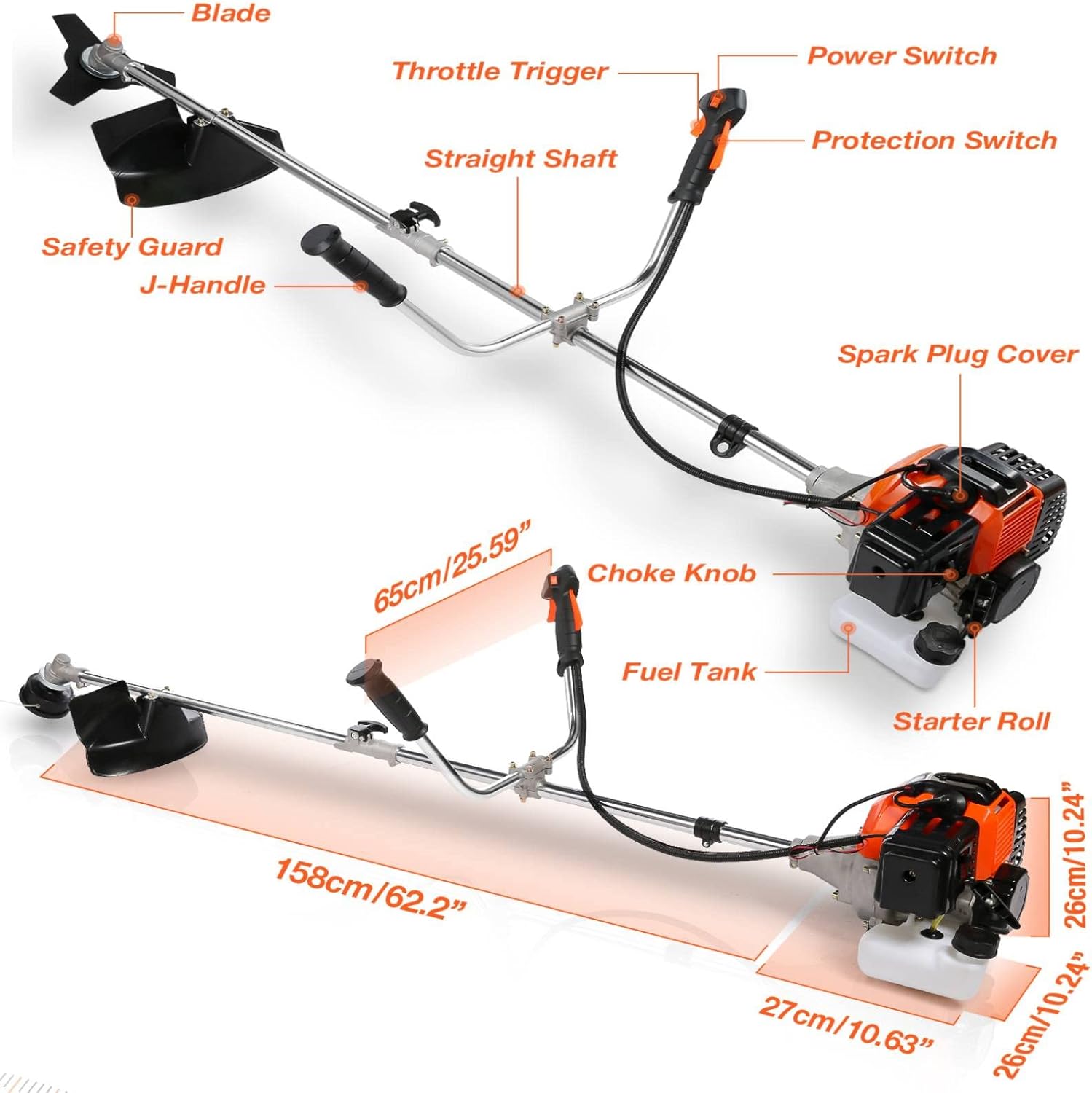 Buy COOCHEER 42.7cc 18Inch Weed Wacker, Detachable Weed Eater Lawn