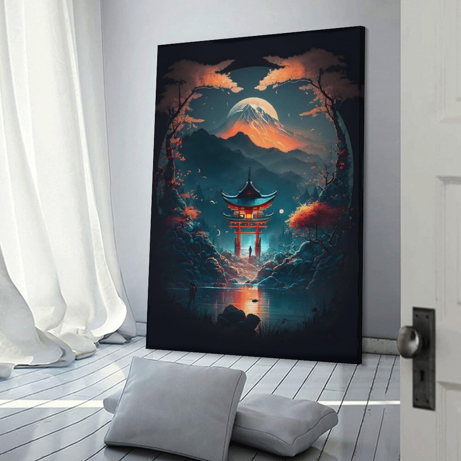 Junmoney Decorative Wall Artwork Misteri Night, 24x36inch(60x90cm), for Lounge, Bedroom Or Personal Spaces, Thoughtful Wall Decor for Art Lovers