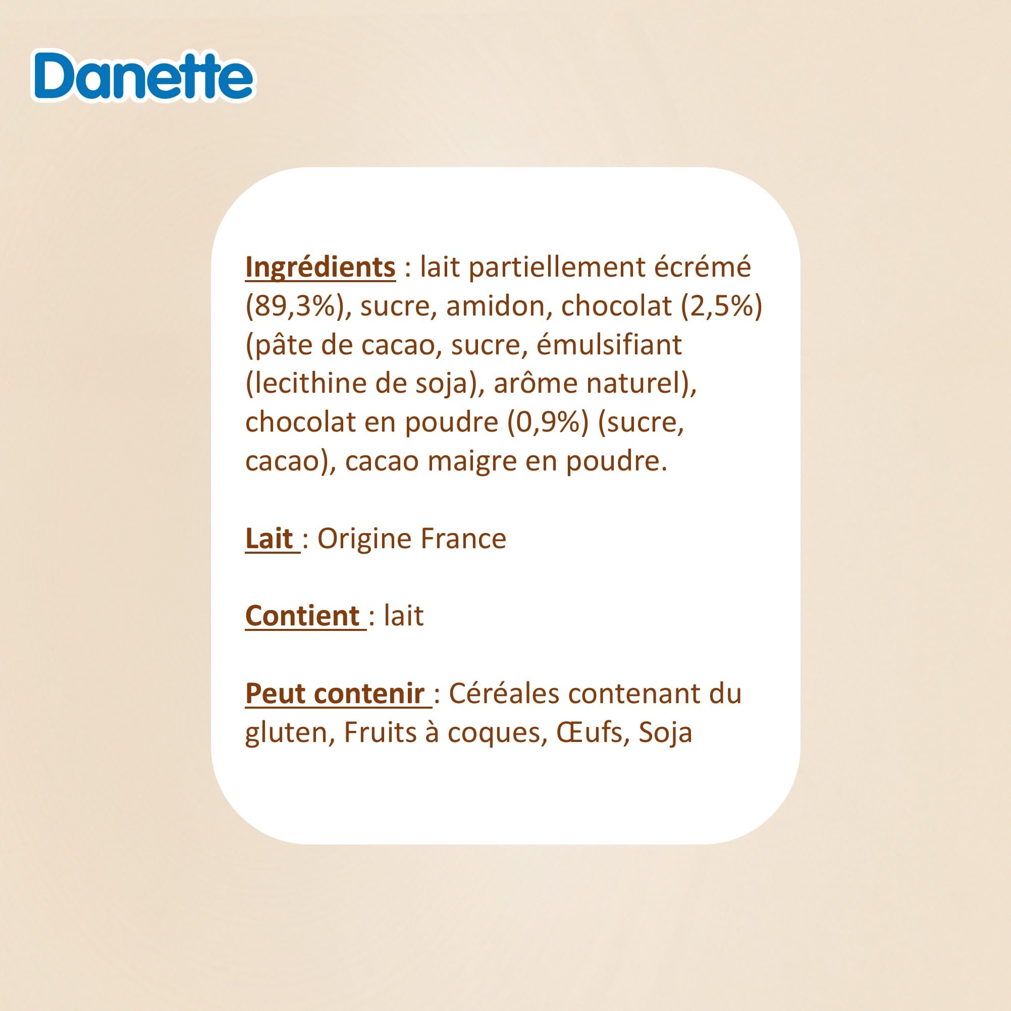 Danette Milkshake - Boisson gourmande - Saveur Chocolat - 500g - Lot de 6x500g