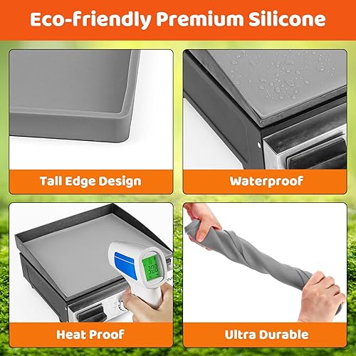 Miniatura 4 de Utheer Tapete de silicona de 22 pulgadas y espátula para plancha Blackstone, alfombrilla de silicona de grado alimenticio, cubierta protectora de