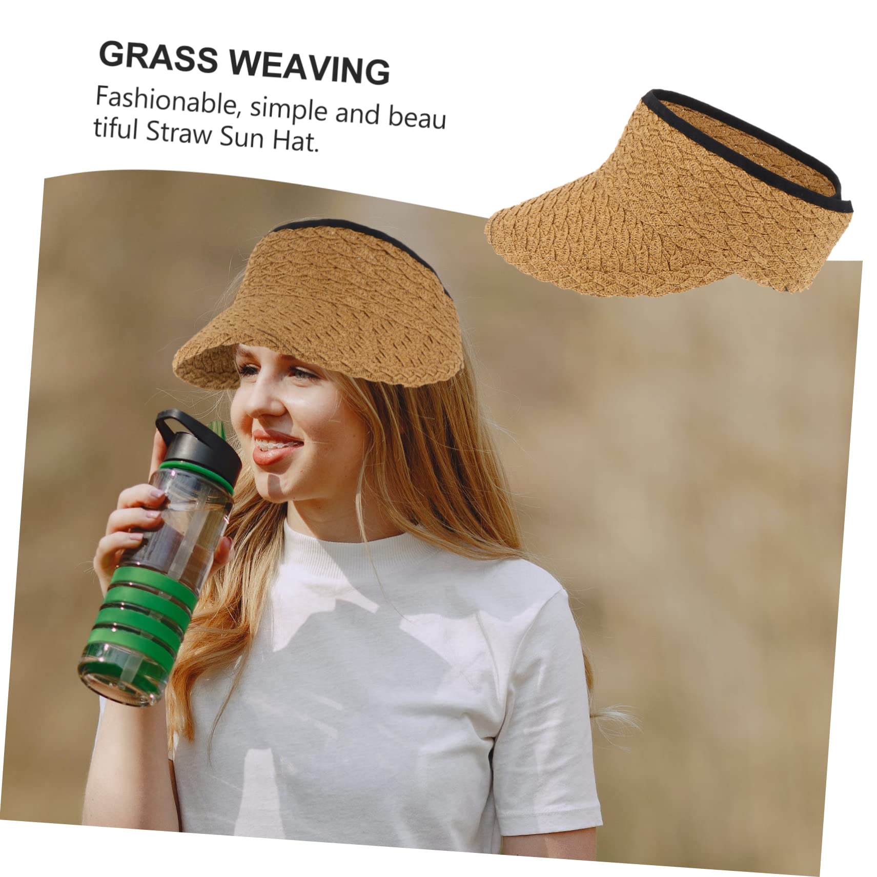 FRCOLOR Cilindro Vuoto Cappello Da Sole Cappello Di Protezione Solare Superiore Uomini Visiera Bloccare Bordo Di Grandi Dimensioni Ombrellone Protezione Uv Khaki Cannuccia