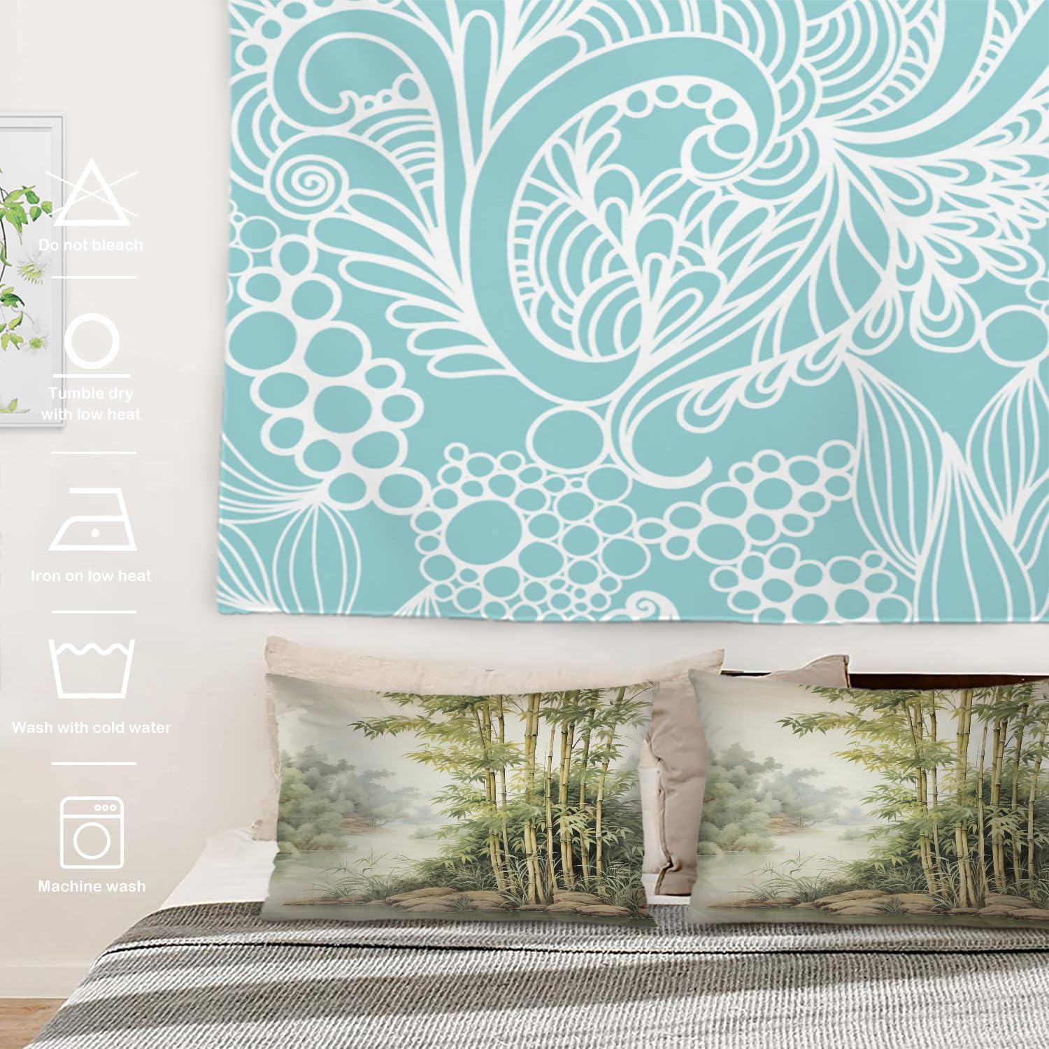 Batmerry Tree River Pillowcases, Serene Riverside Tree Scene Decorative Bed Pillowcases Digital Printing Blended Fabric Bedroom Set Hidden Zipper on Short Side 20X26 in