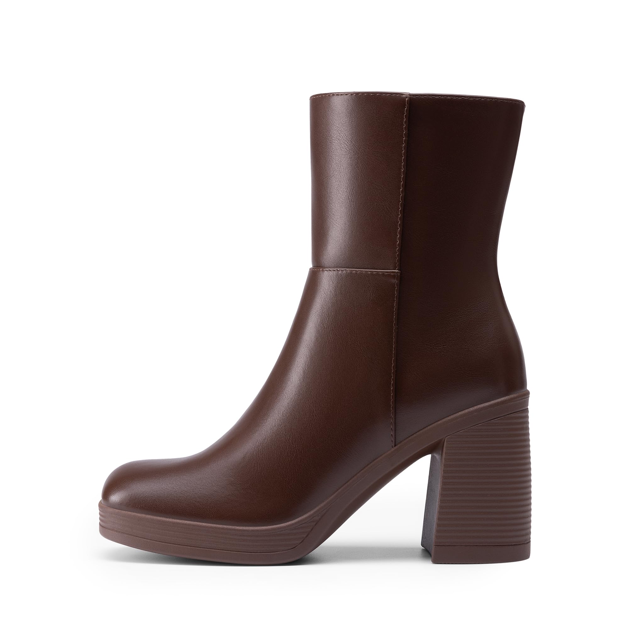 DREAM PAIRS Damen Plateau Gogo Stiefeletten Chunky High Heels Square Toe Komfort Party Kleid Seitlicher Reißverschluss Booties Schuhe für Frauen