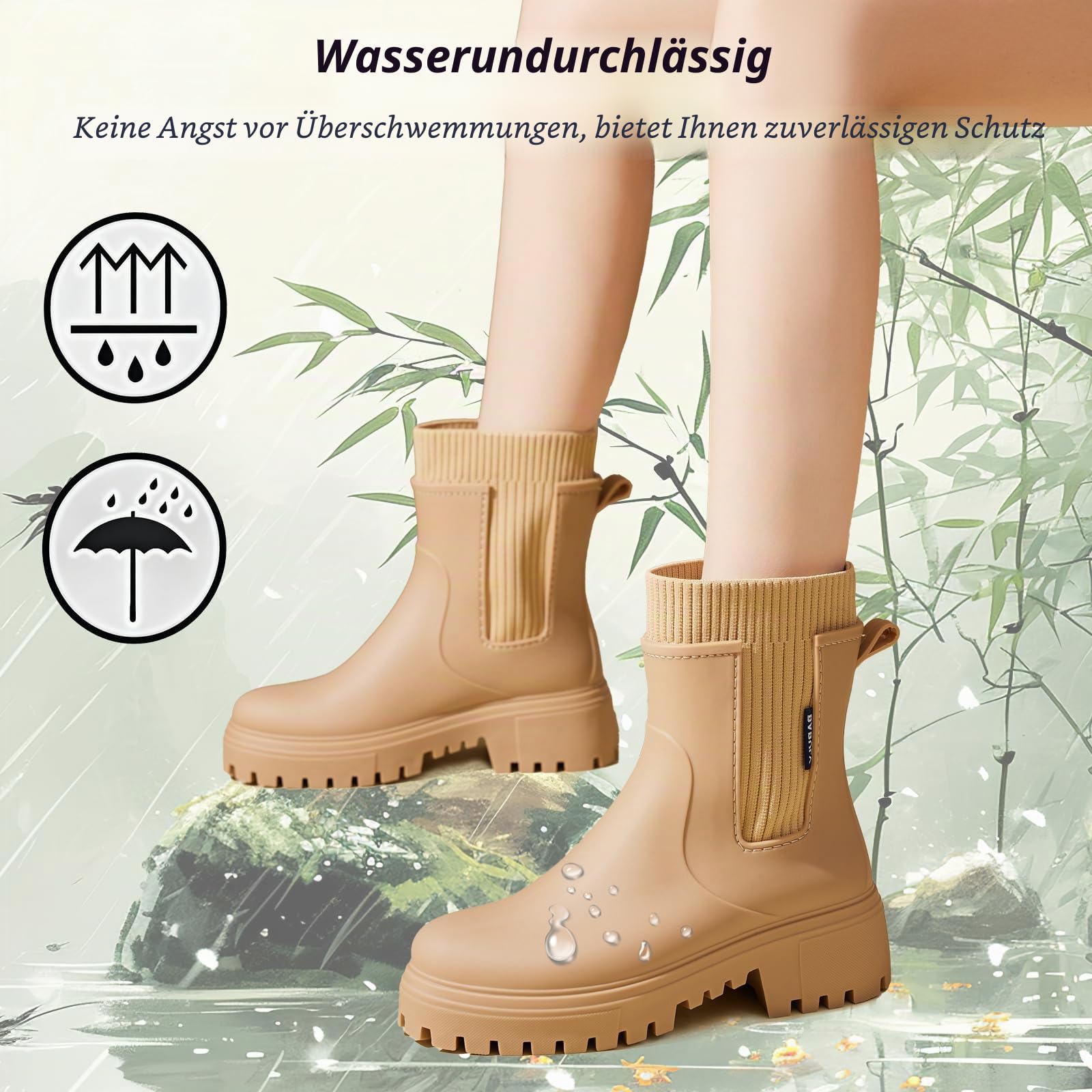 AONETIGER Gummistiefel Damen Regenschuhe Halbhoch Wasserdicht 36-41 EU