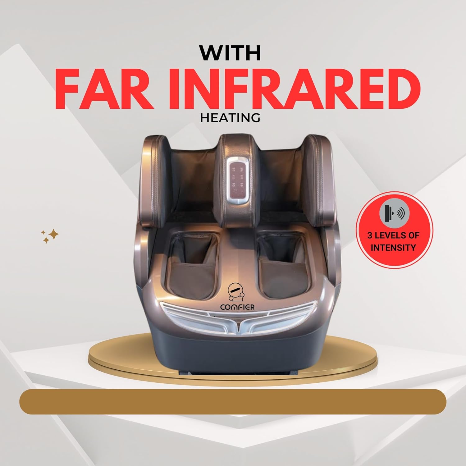 COMFIER Premium Foot Leg & Calf Massager With Air Pressure Far Infrared Heating For Kne Pain Relief With 36 Air Bags Shiatsu, Kneading, Vibration Foot Massage For Blood Circulation (2 Years Warranty) (BROWN)