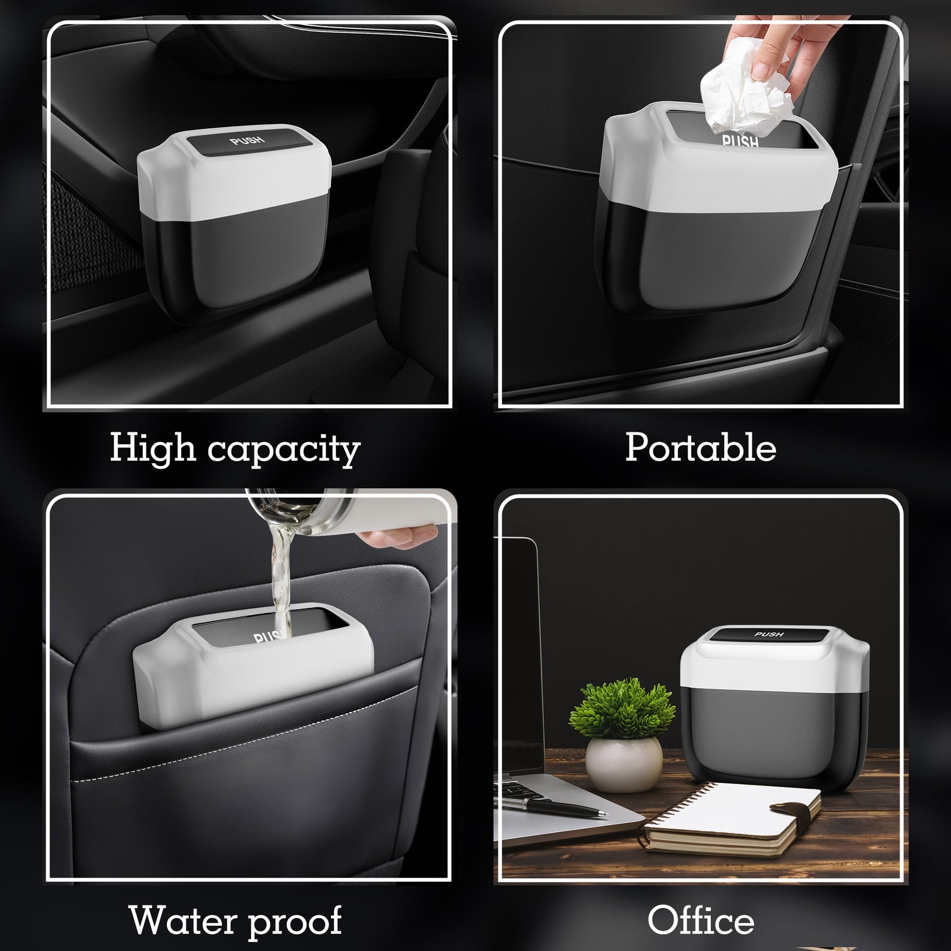Auto Mülleimer für Volvo EX30 Electric 2024 2025 2026, Auto Mülleimer Organizer Aufbewahrungsbox Abfalleimer Auslaufstarker Innenraum Zubehör,Black