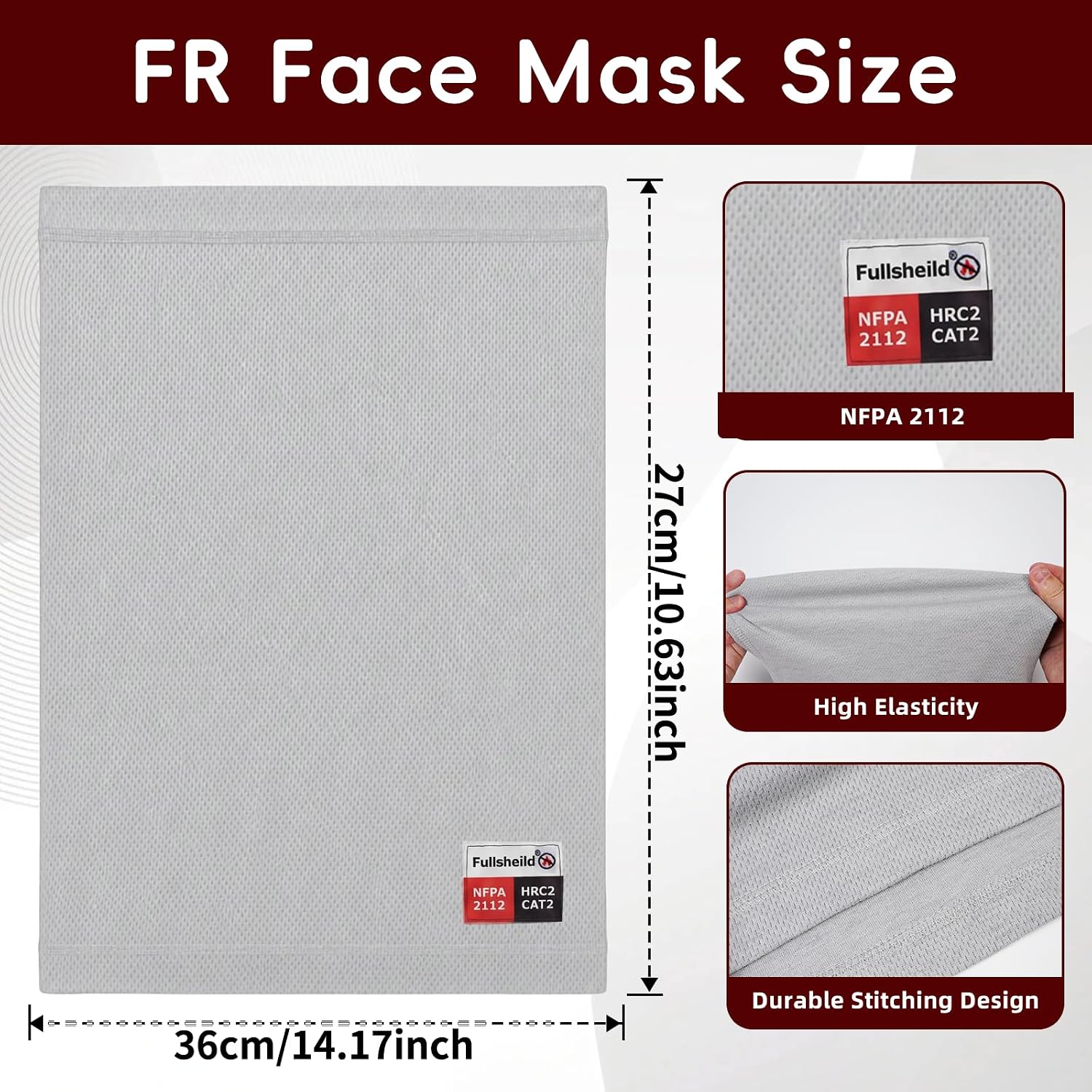 Fullsheild FR Neck Gaiter Flame-Retardant Face Mask Arc Rated Mesh Cotton