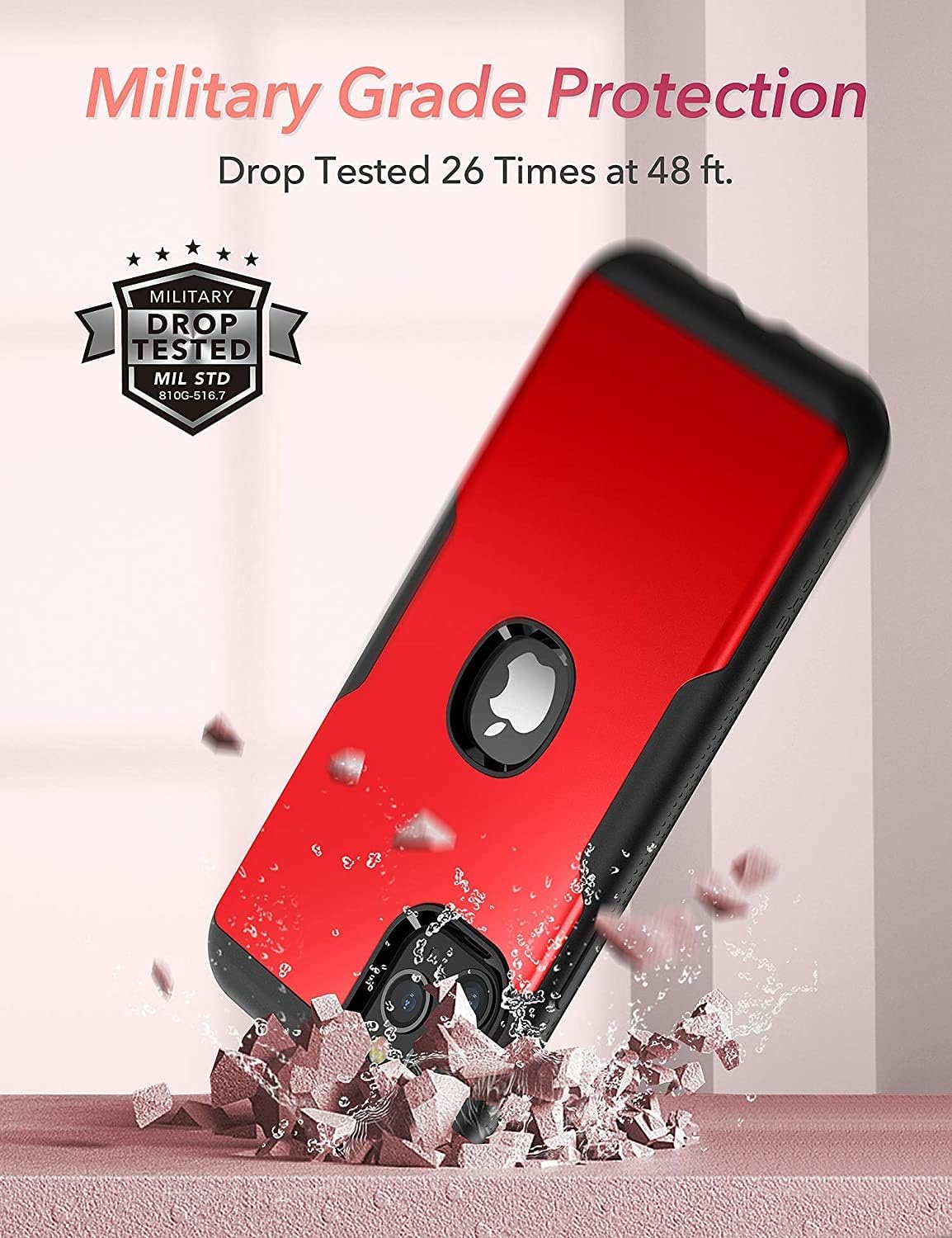 YOUMAKER [2021 Upgraded] Metallic Designed for iPhone 11 Pro Case, Full Body Rugged Case with Built-in Screen Protector for iPhone 11 Pro 5.8 Inch - Red
