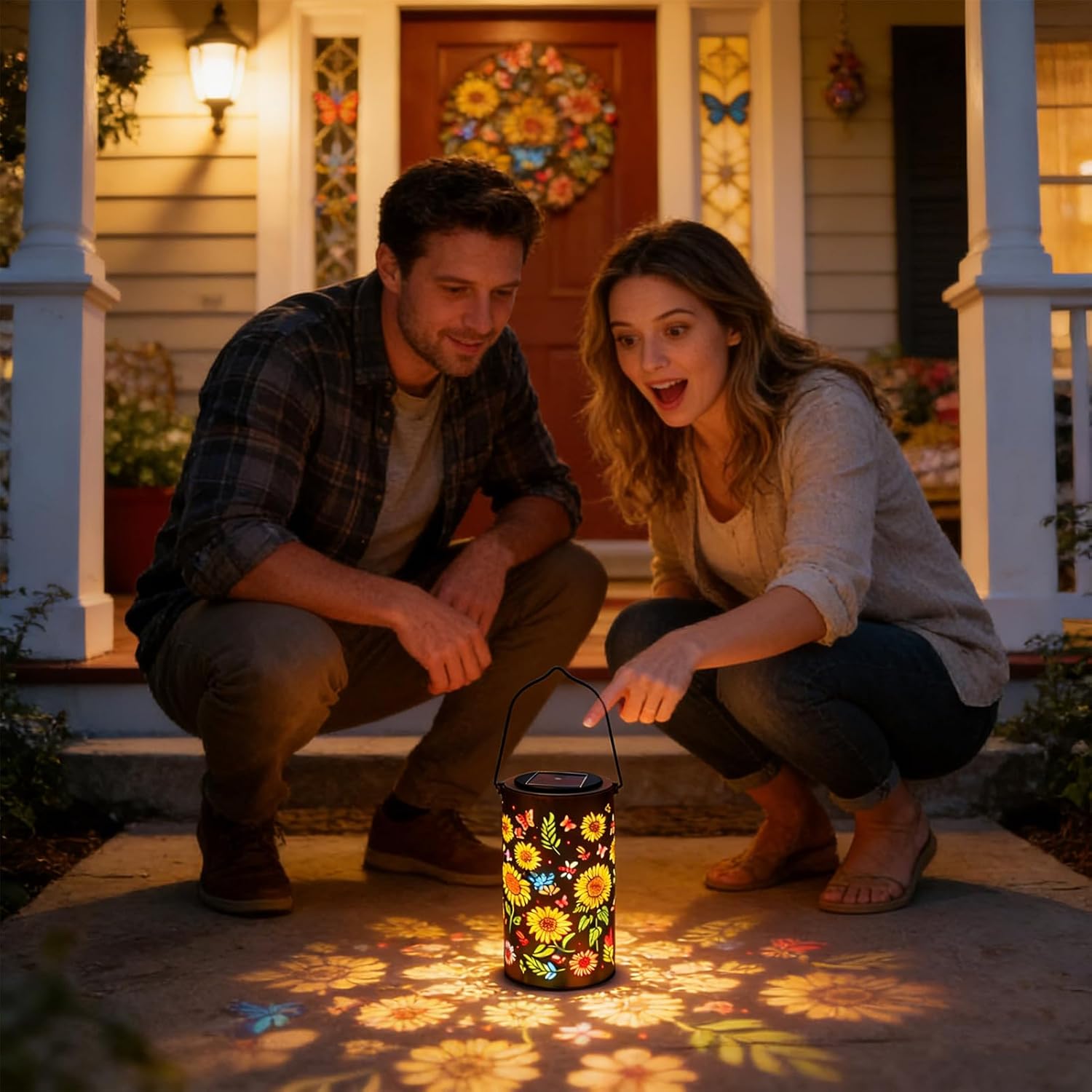 Lanterns for Outdoors, Decorative Metal LED Waterproof Solar Lanterns - Patio Decoration Porch Balcony Home Finca Gift Women Celebration