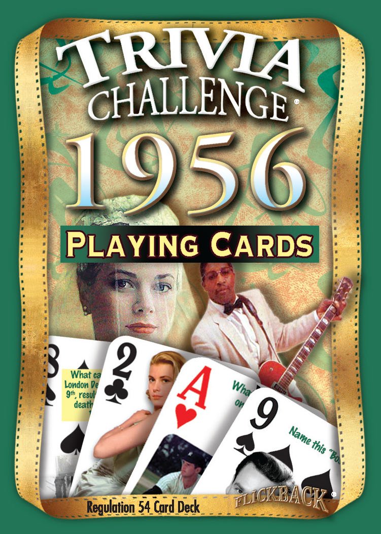 Flickback 70th Birthday Trivia Cards – 1956 Deck – Gift for Men or Women Born in 1956 – Fun 70th Birthday Game, Vintage 1956 Playing Cards with Trivia