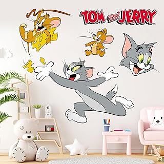 Tom and Jerry Wall Stickers for Kids Room – Cartoon Character Removable Vinyl Decals, Waterproof Cute Wall Art for Bedroom, Nursery, Playroom, Living Room Decor