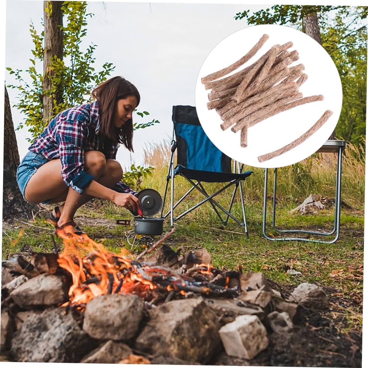 VANZACK 20pcs Twine Camping Fire Starter Rope Wick Emergency for Hiking Campfire Barbecue