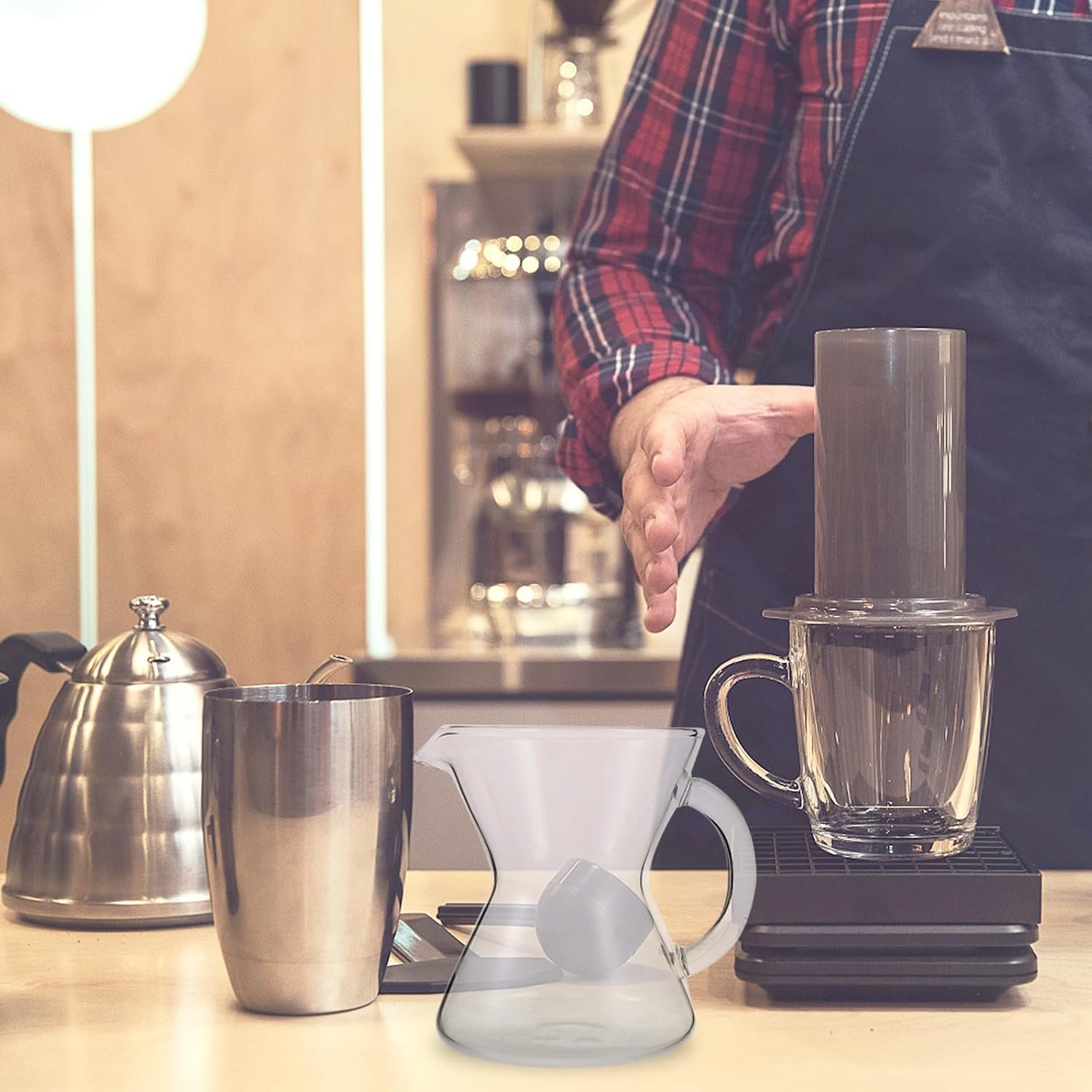 300ml Glass Coffee Pot Kettle with Easy to Pour Design and Simple Shape, Stylish and Easy to Clean Coffee Server for Home Brewing and Serving
