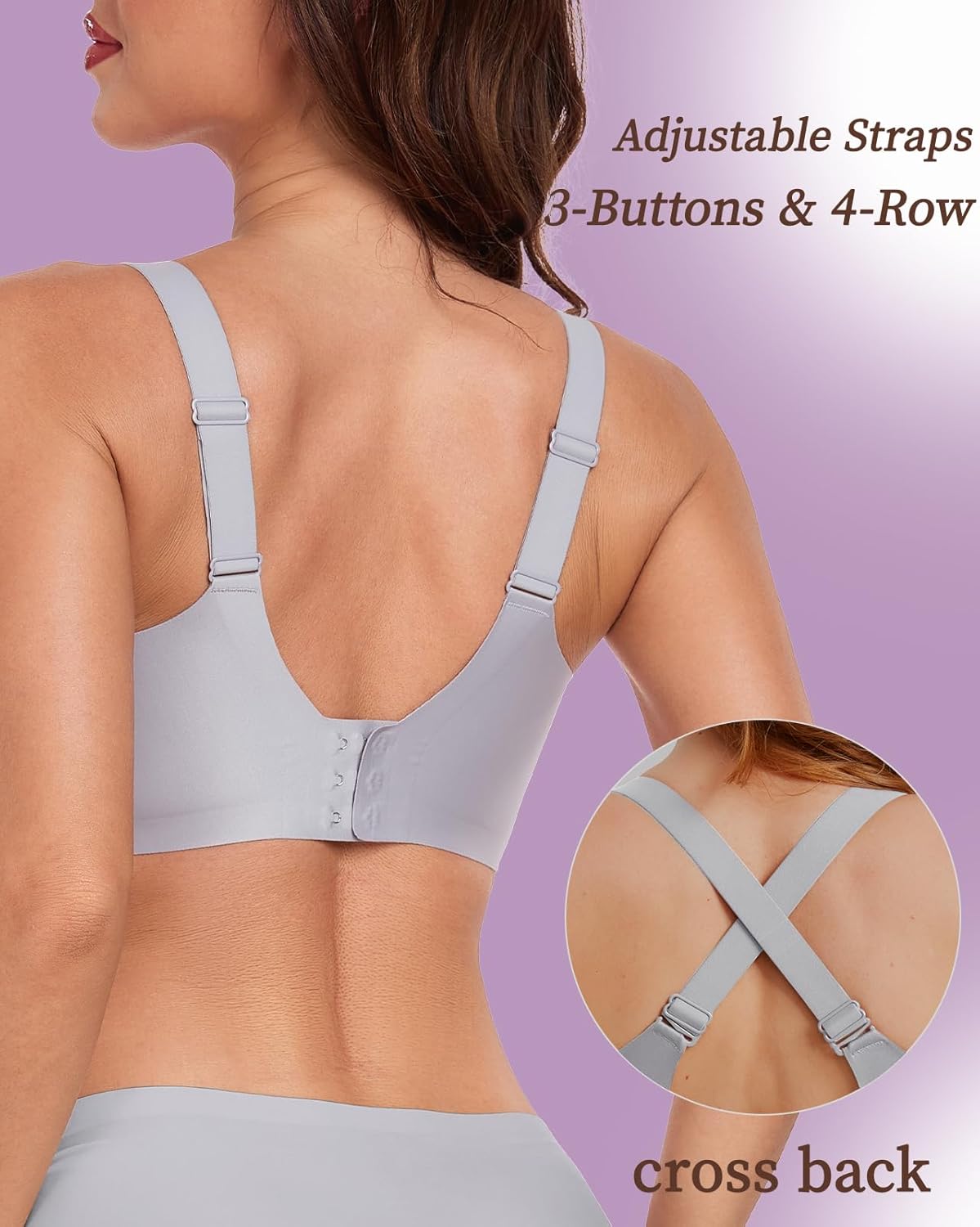 Scalloped Lift Bras for Women No Underwire Buttery Soft Push Up Wireless Bras V Neck Seamless Bralettes - Image 2