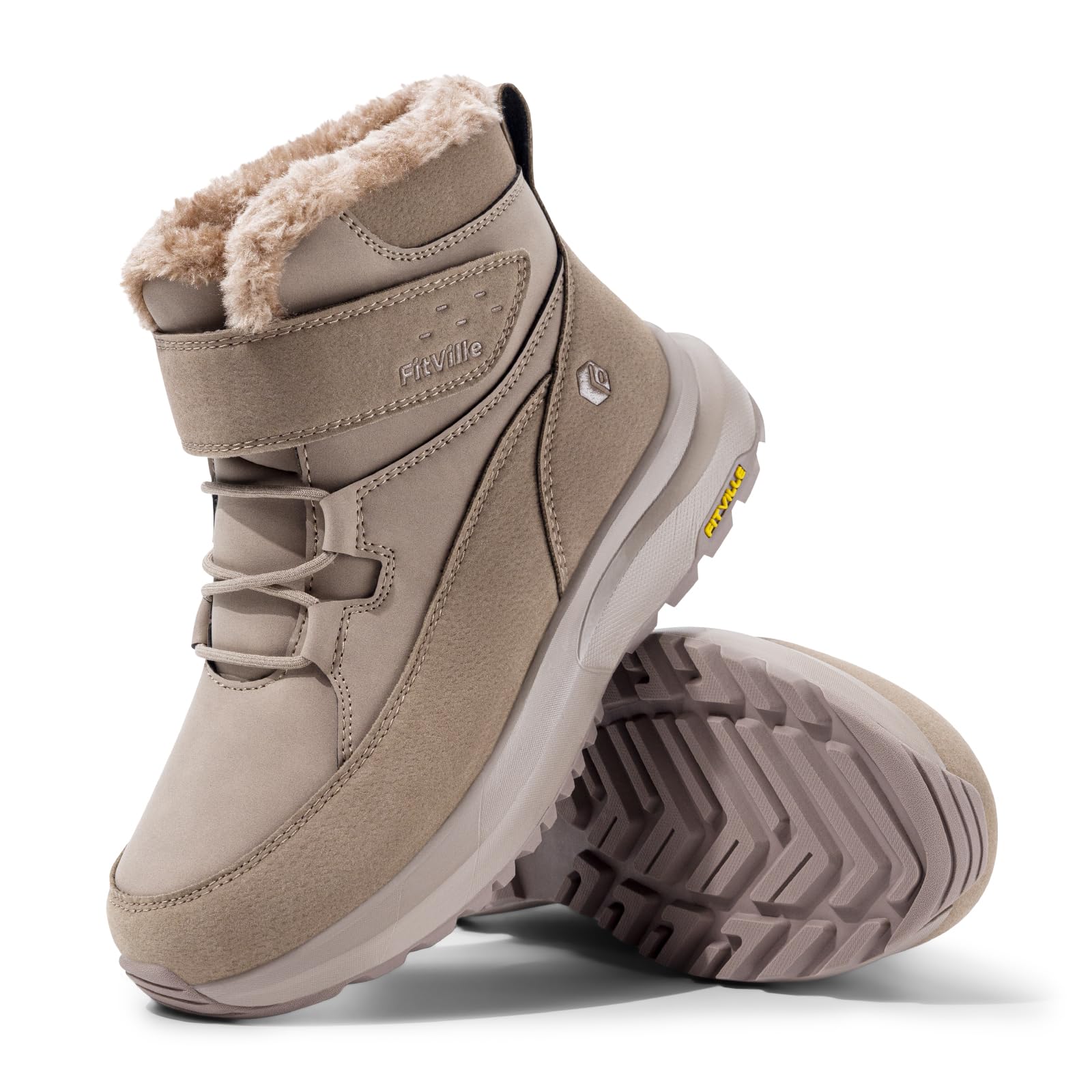 FitVille Damen Winterstiefel Extra Weit Winterschuhe Warm Gefütterte Kurzschaft Stiefel Rutschfeste Boots