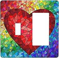 Vista 66 de Cubierta de Interruptor de Luz de Estilo Boho Vintage de los 70 Sol Arcoíris Champiñón Floral Rocker Individual 1 Gang Cubierta de Enchufe