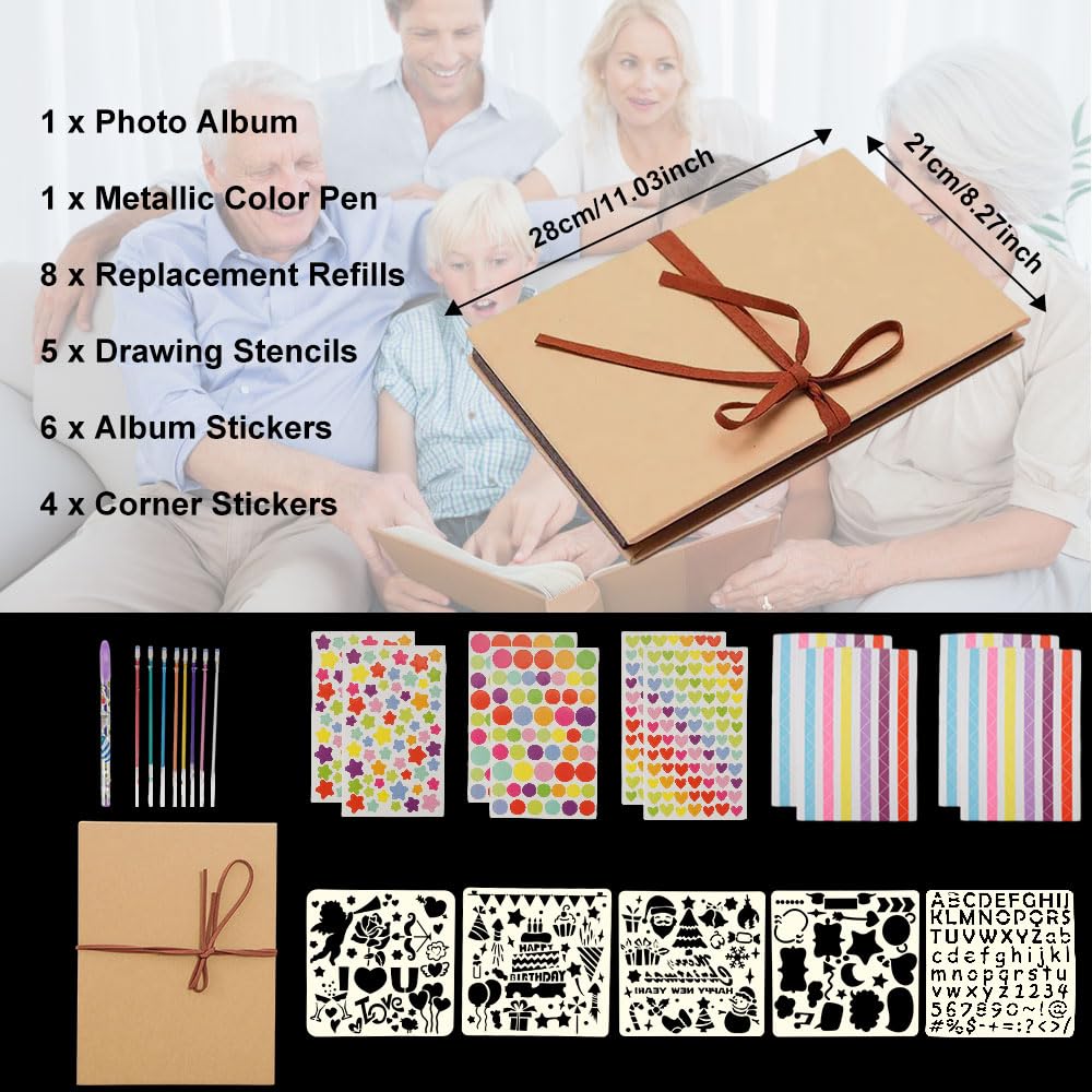 Álbum De Fotos Scrapbook Negro 17x17 Cm - 40 Páginas, Con Pegatinas, Perfecto Para DIY Y Regalo