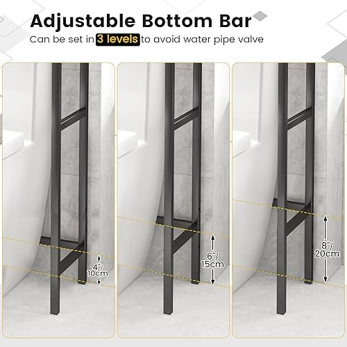 Miniatura 7 de Giantex Estante de 3 niveles sobre el inodoro, ahorro de espacio de baño independiente con 3 estantes abiertos y marco de metal resistente, estante