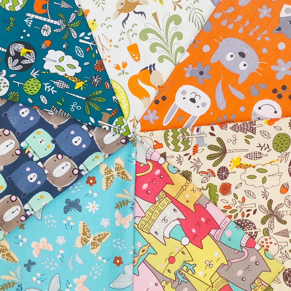 Zestaw tkanin Fat Quarters, 7 sztuk 100% bawełna 50 cm x 50 cm (20 cali x 20 cali) wstępnie wycięte arkusze do szycia patchworkowego rzemiosła pikowania, bez powtarzającego się projektu
