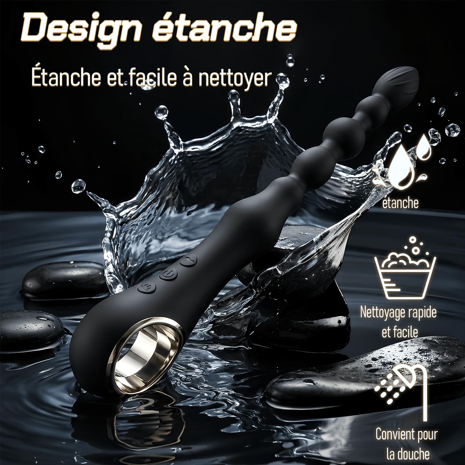 Plugs Anals Vibrantes Perles Masseur de Prostate Gode Anal Extenseur Anus | Stimulateur de Point G avec 7 Modes de Vibration avec Mode Chauffage Vibromasseurs Silicone Anal Vibromasseur Jouet Sexuel