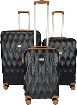 Suitcase Set of 3 Suitcases - Luggage Sets 3 Piece Hardshell - Lightweight Suitcase Sets with Lock - Large Medium Small Suitcases 4 Wheels Case and Hand Luggage set Black - Brown, Set of 3