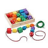 Melissa & Doug Primary Lacing Beads – 30 Wooden Beads for Crafts & 2 Laces in Toy Storage Box, Small Beads for Kids Arts and Crafts Kits, Preschool Learning Toys for Girls & Boys Ages 3+