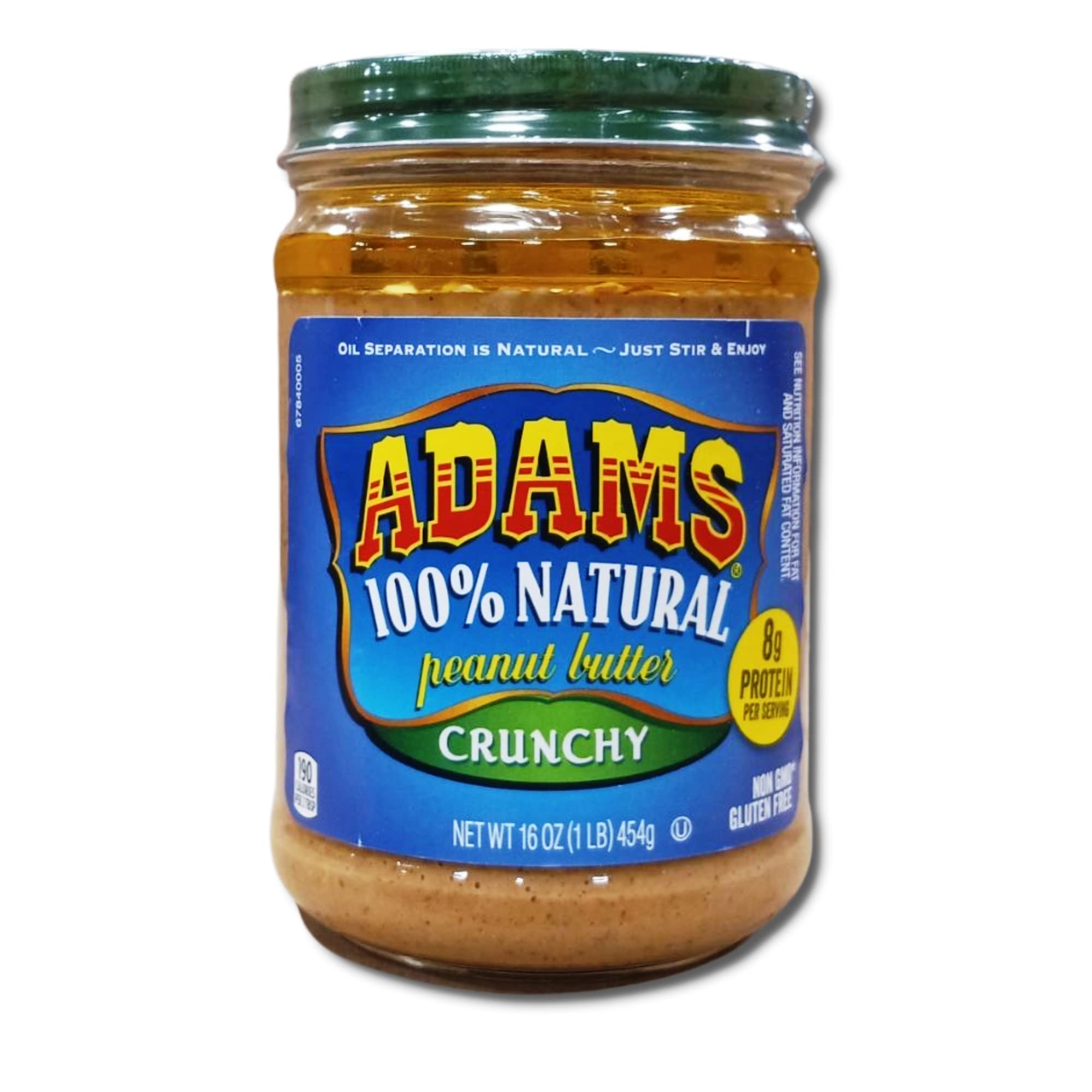 Adams 100% Natural Peanut Butter Bundled by Tribeca Curations | Crunchy | 16 Ounce Jar | Value Pack of 3