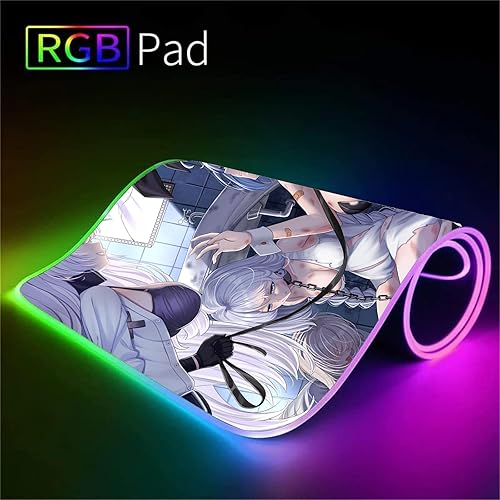 Miniatura 3 de Alfombrilla de mouse sexy para anime, niña, grande, para juegos, RGB, XXL, alfombrilla de computadora con retroiluminación LED, alfombra Mause,
