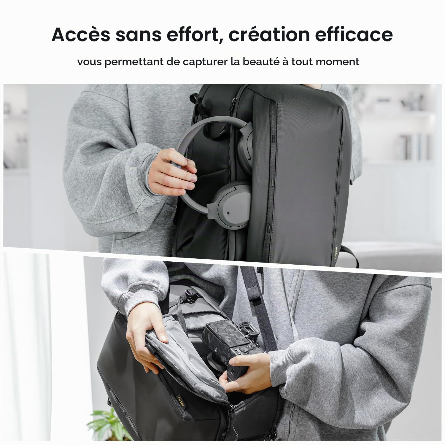 RALENO étanche Sac à Dos Extensible pour Appareil Photo 25+5L | Sac Photo compatible avec un Ordinateur Portable de 16 Pouces, un Trépied, un Drone et des Appareils Photo Reflex Numériques