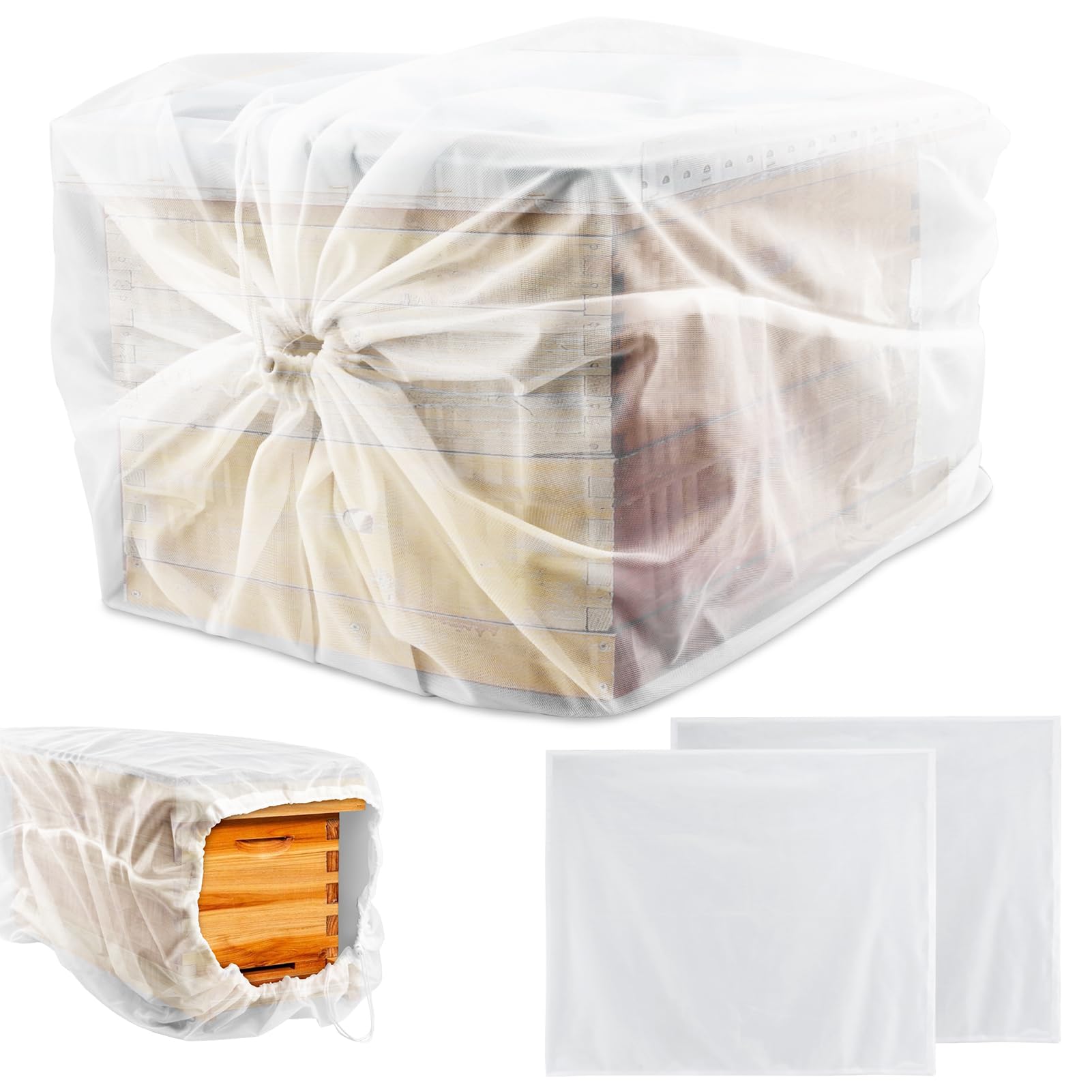 2-Pack Beehive Transport Mesh Bag, Durable Polyester with Secure Drawstring, Fits 10-Frame Hives & Nuc Boxes, Professional Beekeepers for Safe Hive Transportation & Nuc Moving, 27.56 X 36.61 Inches