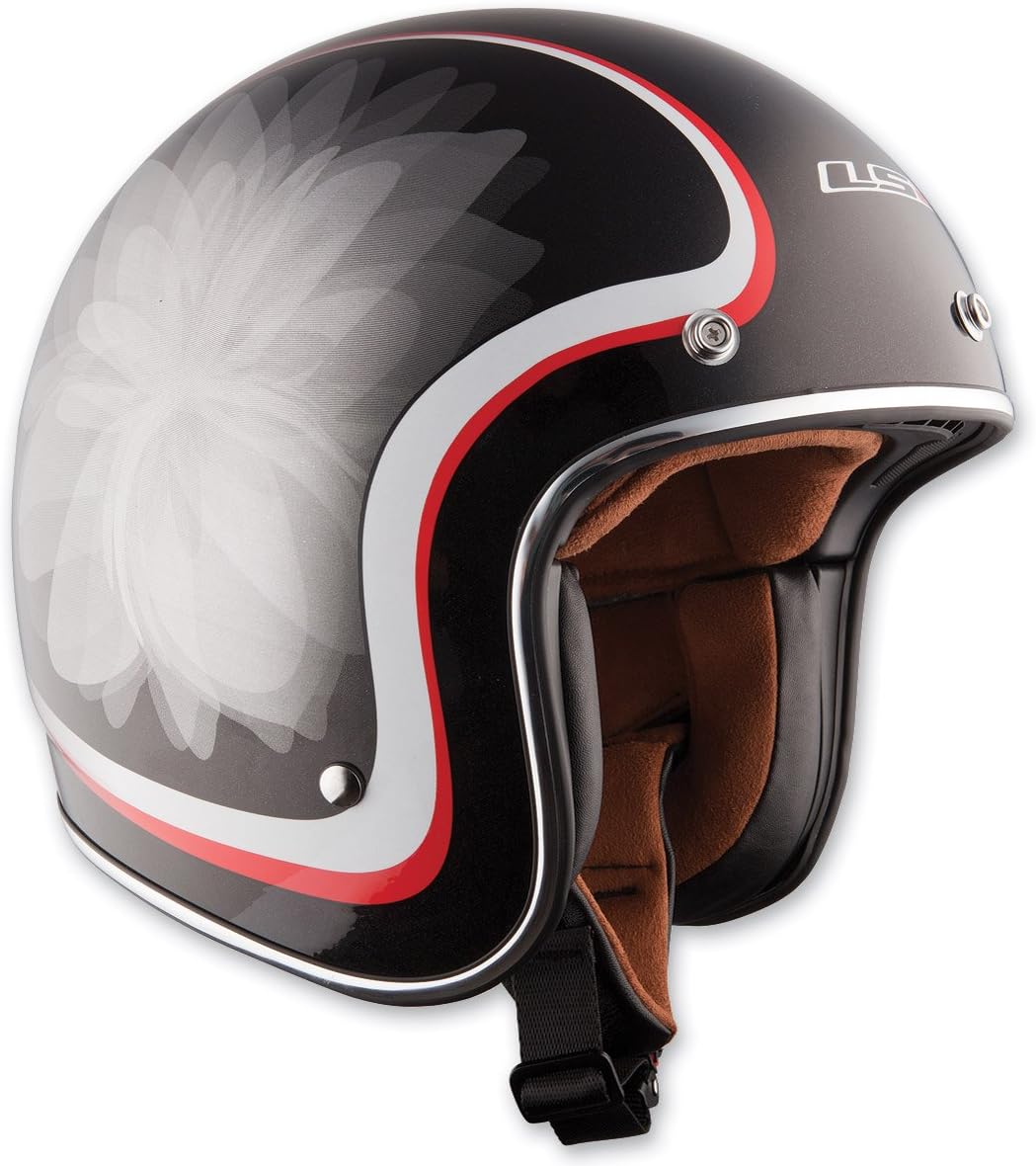 LS2 Helmets OF583 Bobber Open Face Helmet (Glow Black, Large)