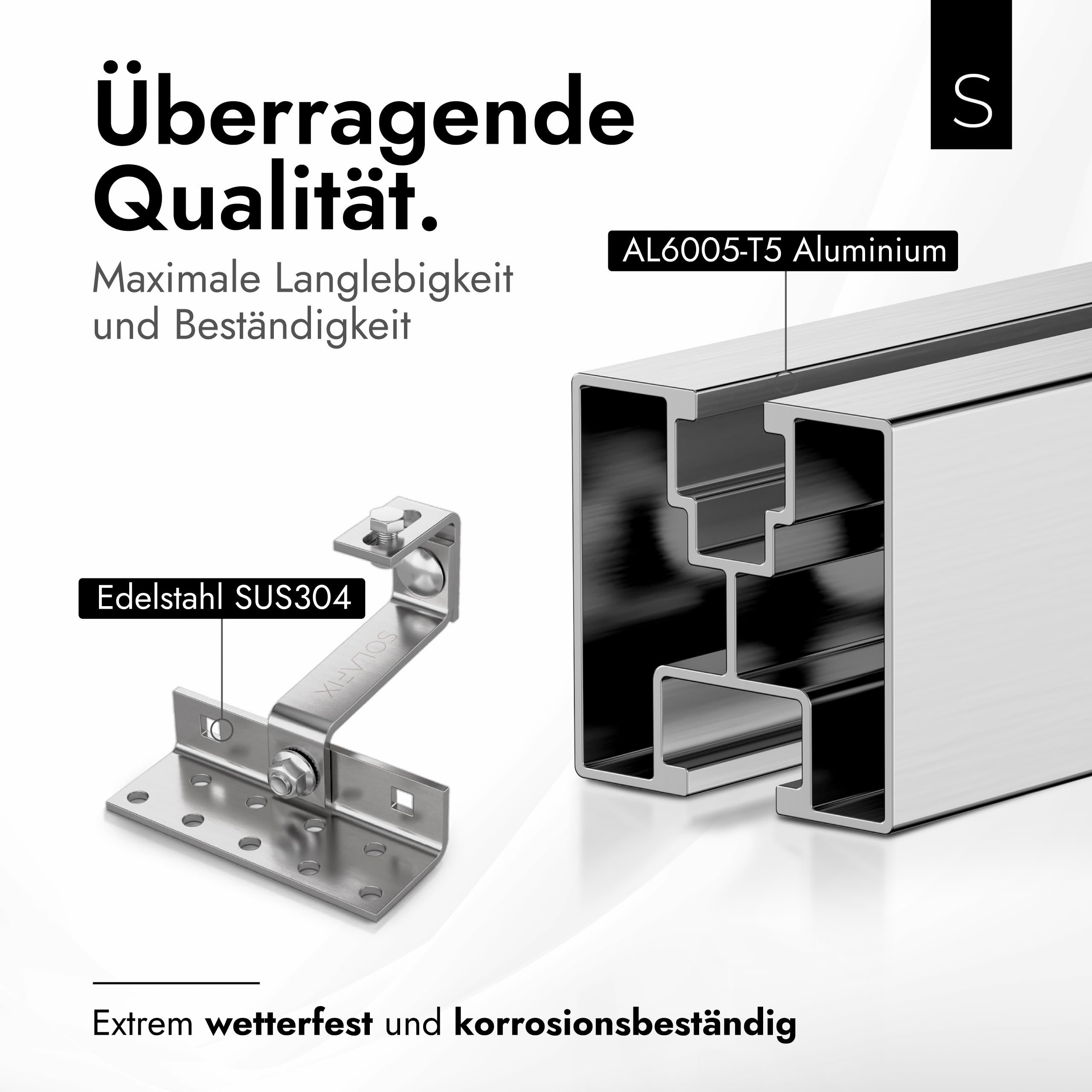 PV Halterung Ziegeldach für 2 Solarmodule (30-40 mm) mit EASY-CLICK Klemmen