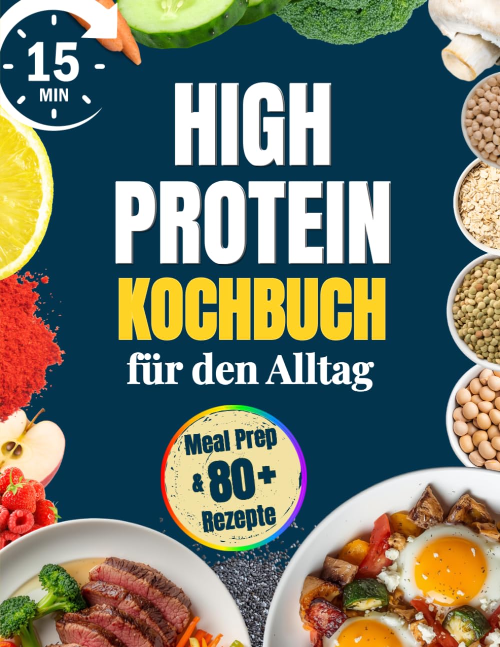 High Protein Kochbuch für den Alltag: Schnelle, einfache und sättigende Rezepte mit wenigen Zutaten, in 15 Minuten fertig, ideal für unterwegs und Meal Prep, gegen Heißhunger und zum Abnehmen