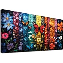 YALKIN Paint by Numbers Kit for Adults, Flower Adultspaint-by-Number Kits on Canvas, DIY Acrylic Oil Painting by Numbers Kits, Perfect for Home Decor, Gifts 28x16in