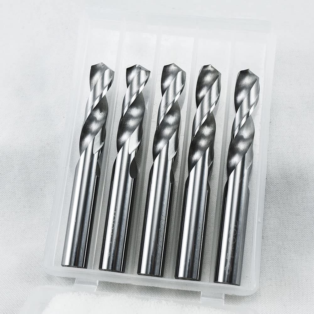 KLOT Solid Carbide Drill Bit 1.1mm-20mm 2-Flute Uncoated Tungsten Steel Straight Shank Twist Stub YG6X (10pcs 3.3mm Flute 20*L38mm)