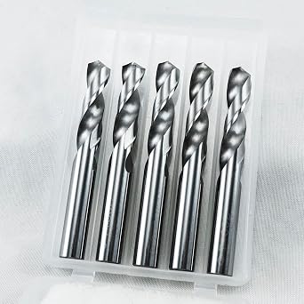 KLOT Industrial Grade 5pcs Solid Carbide Drill Bit 6.35mm 1/4" 2-Flute Straight Shank YG6X Tungsten