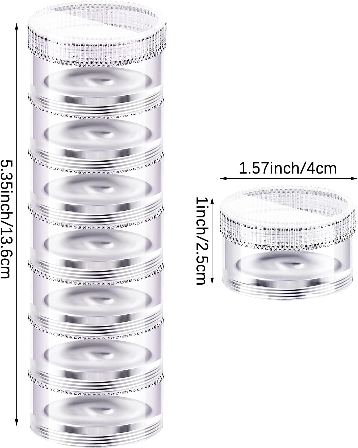Sieral 2 Pack 7 Day Stackable Pill Organizers Round Pill Organizer Case Stackable Weekly Supplements Vitamins Individual Storage Container Boxes Holder Dispenser with Lids for Travel Medicine, Clear