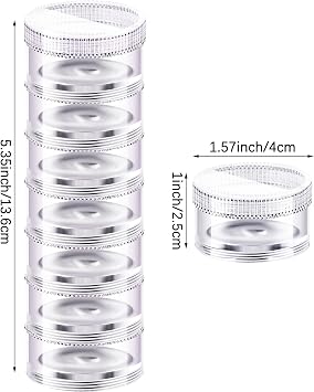 Sieral 2 Pack 7 Day Stackable Pill Organizers Round Pill Organizer Case Stackable Weekly Supplements Vitamins Individual Storage Container Boxes Holder Dispenser with Lids for Travel Medicine, Clear