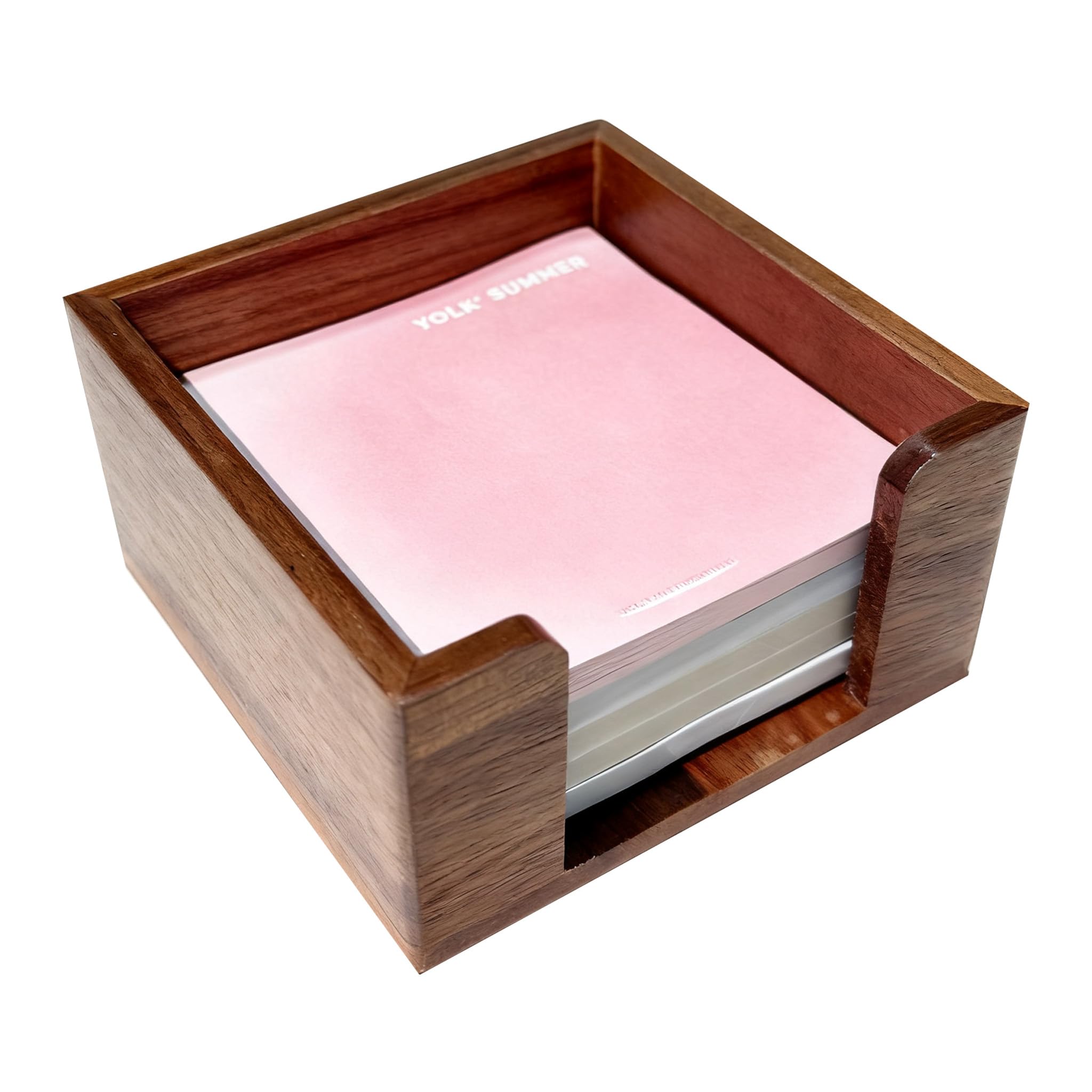 Uaimvie Wood Sticky Note Holder, 3x3 Crystal Clear Notepad Holder with Anti-Slip Base Post It Note Holder Sticky Note, Dispenser for Office Desk, Home Organizer