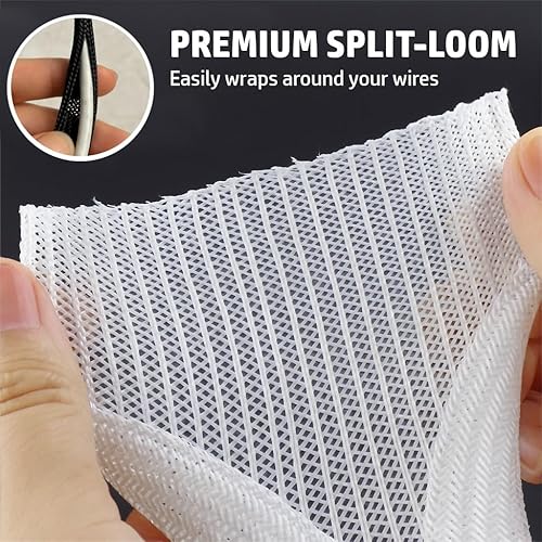 Miniatura 9 de MGI SpeedWare Telar de alambre trenzado de manga dividida para arnés automotriz de alta temperatura y gestión de cables para el hogar, 10 pies (12