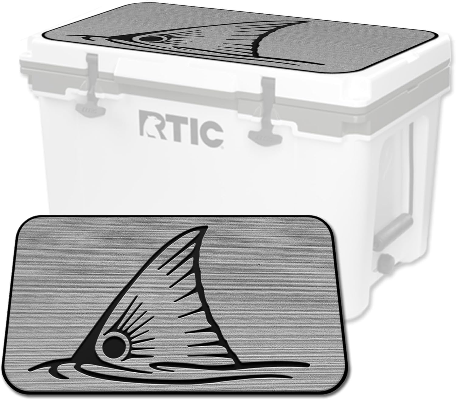 USATuff SeaDek EVA Mat Cooler Pad fits RTIC | Peel & Stick Application | Non Slip Comfort Accessories - Top Fin Redfish Design (StormGray-Black)