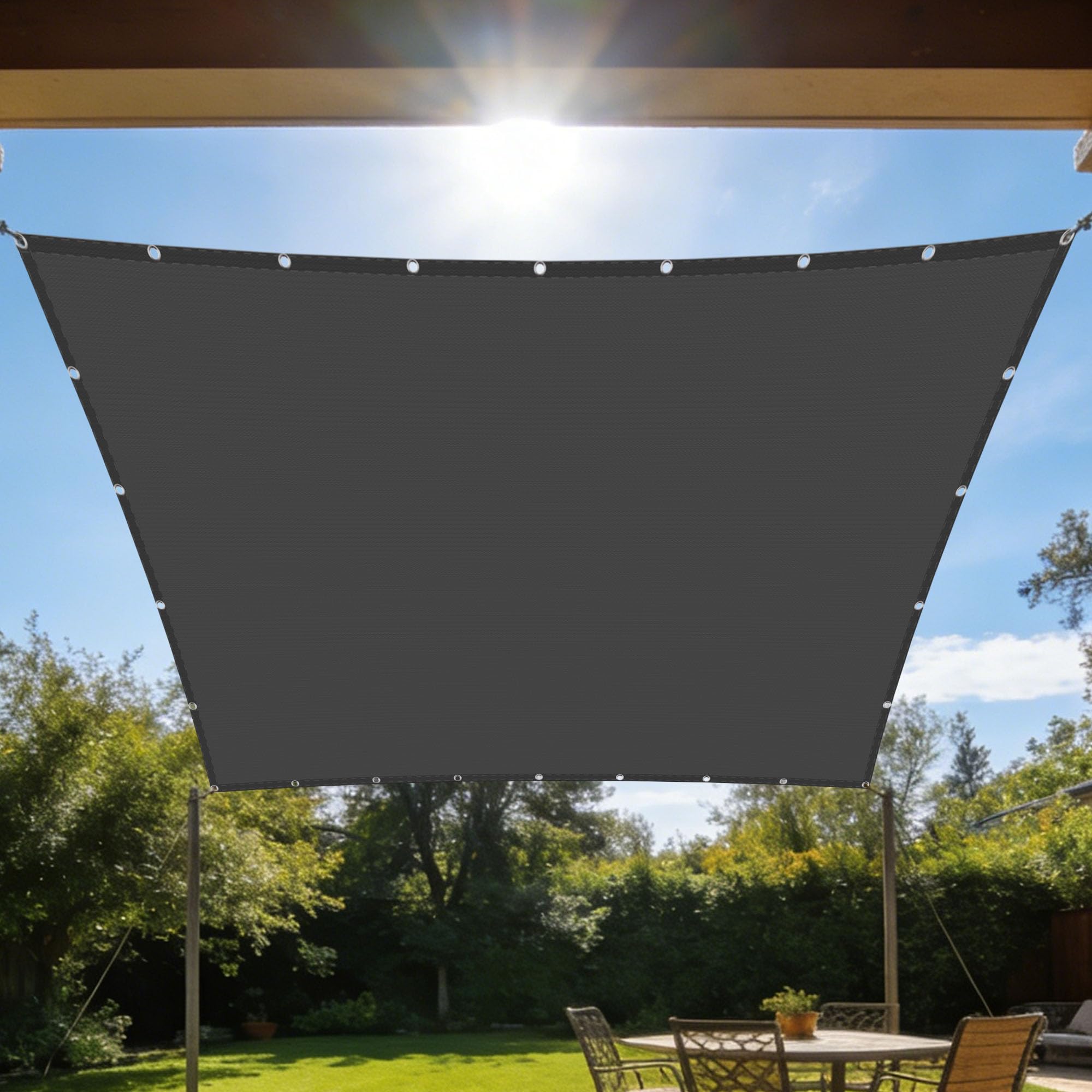 Toile d'ombrage rectangulaire 200x500 imperméable gris foncé pour terrasse