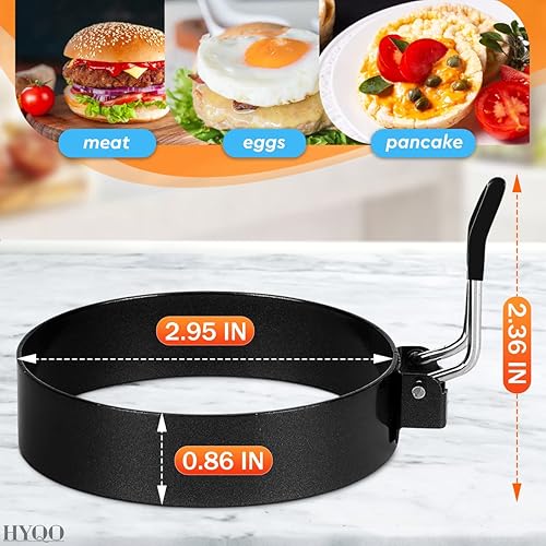 Miniatura 2 de Egg Rings for Frying Eggs - 2Pcs Round Egg Cooker Ring Egg Circles for Frying Eggs Egg Molds Fried Egg Cooker Ring - Egg Mold for Breakfast