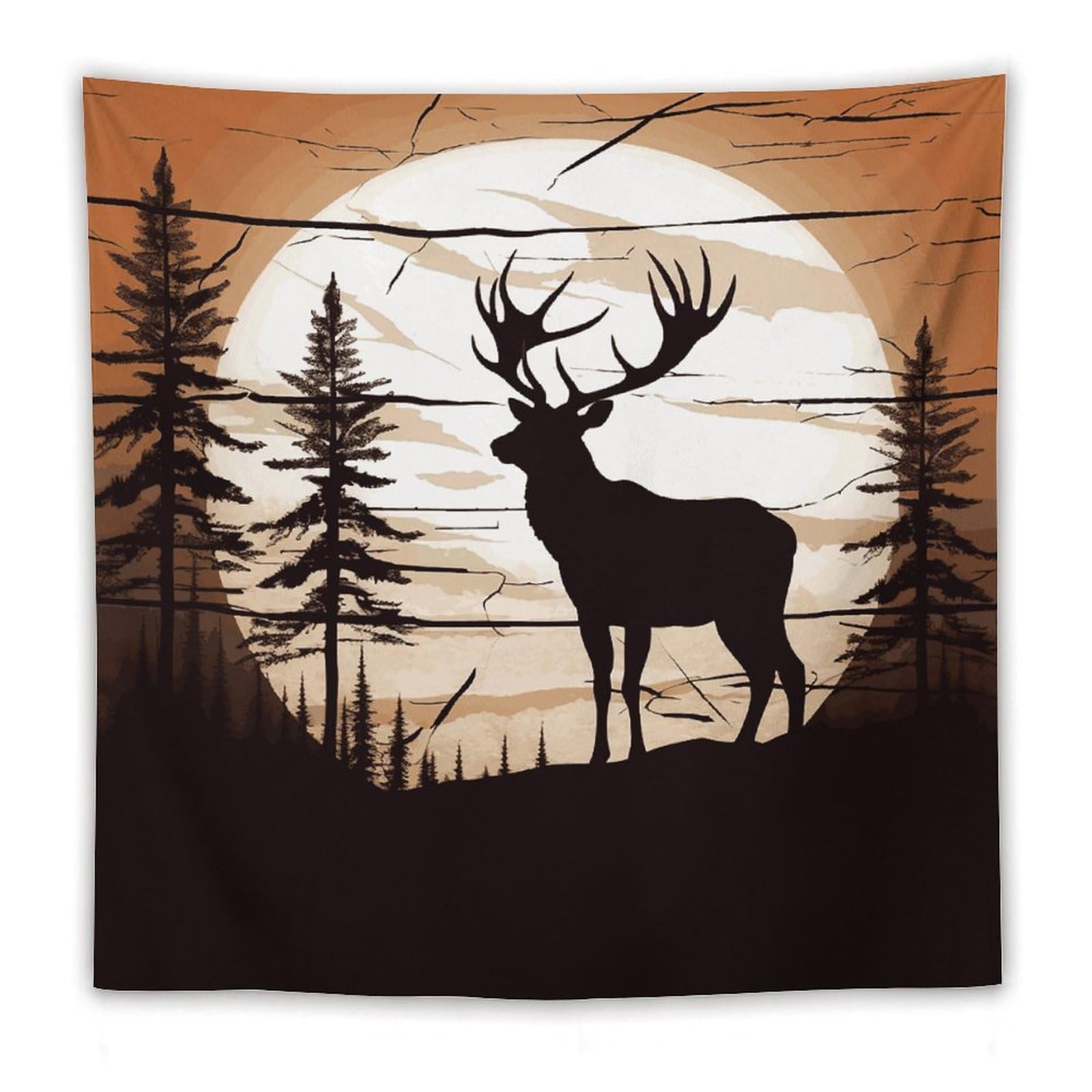 LDGSUPH Wild Elk Silhouette Tapestry Wall Hanging Decor Anti-fading Aesthetic Wall Tapestries Fashion Wall Blanket Decor Modern Wall Art Tapestry for Bedroom Home Decor 60"x60"