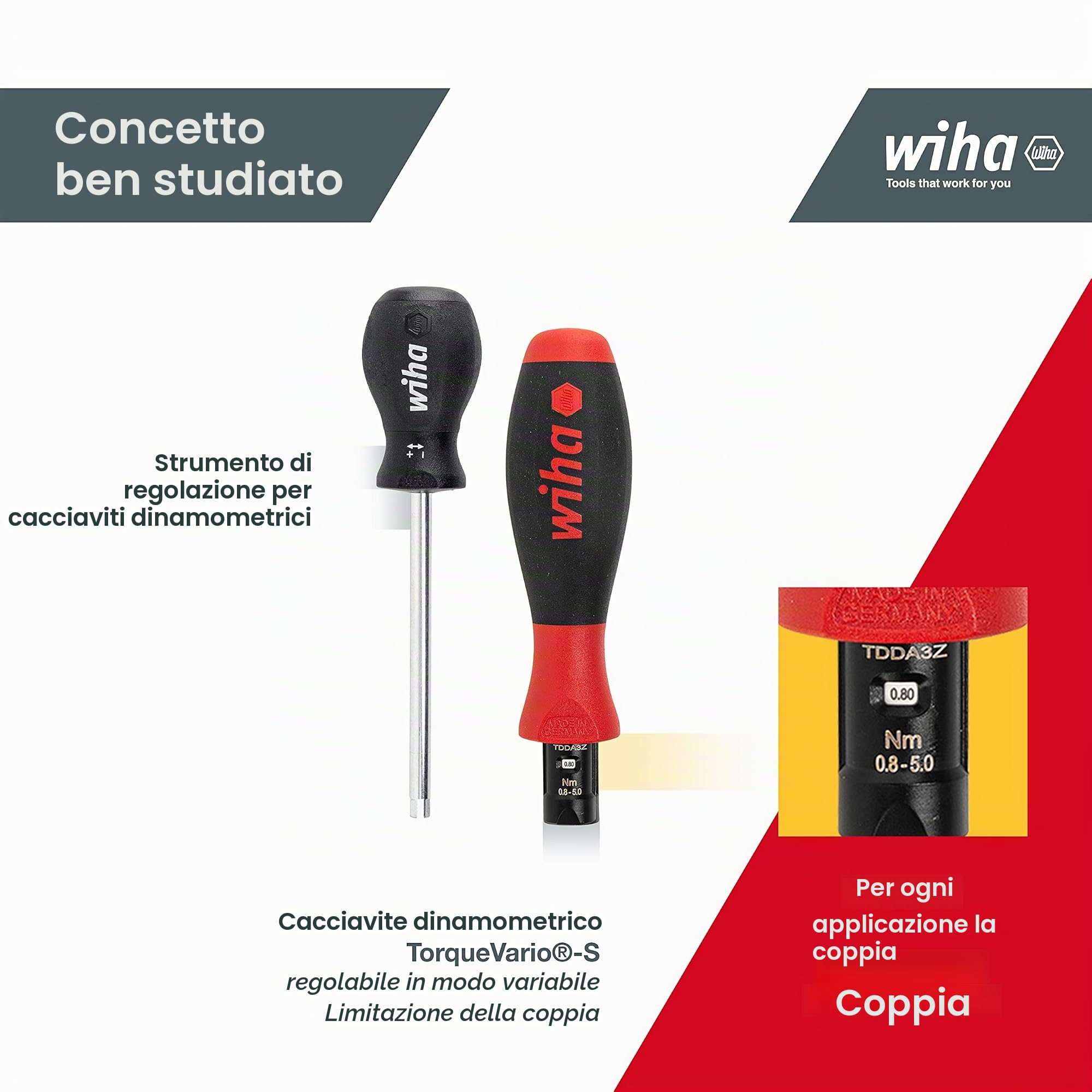 Wiha Destornillador dinamométrico TorqueVario®-S con limitación del par de apriete de ajuste variable 0.8-5 (26463)