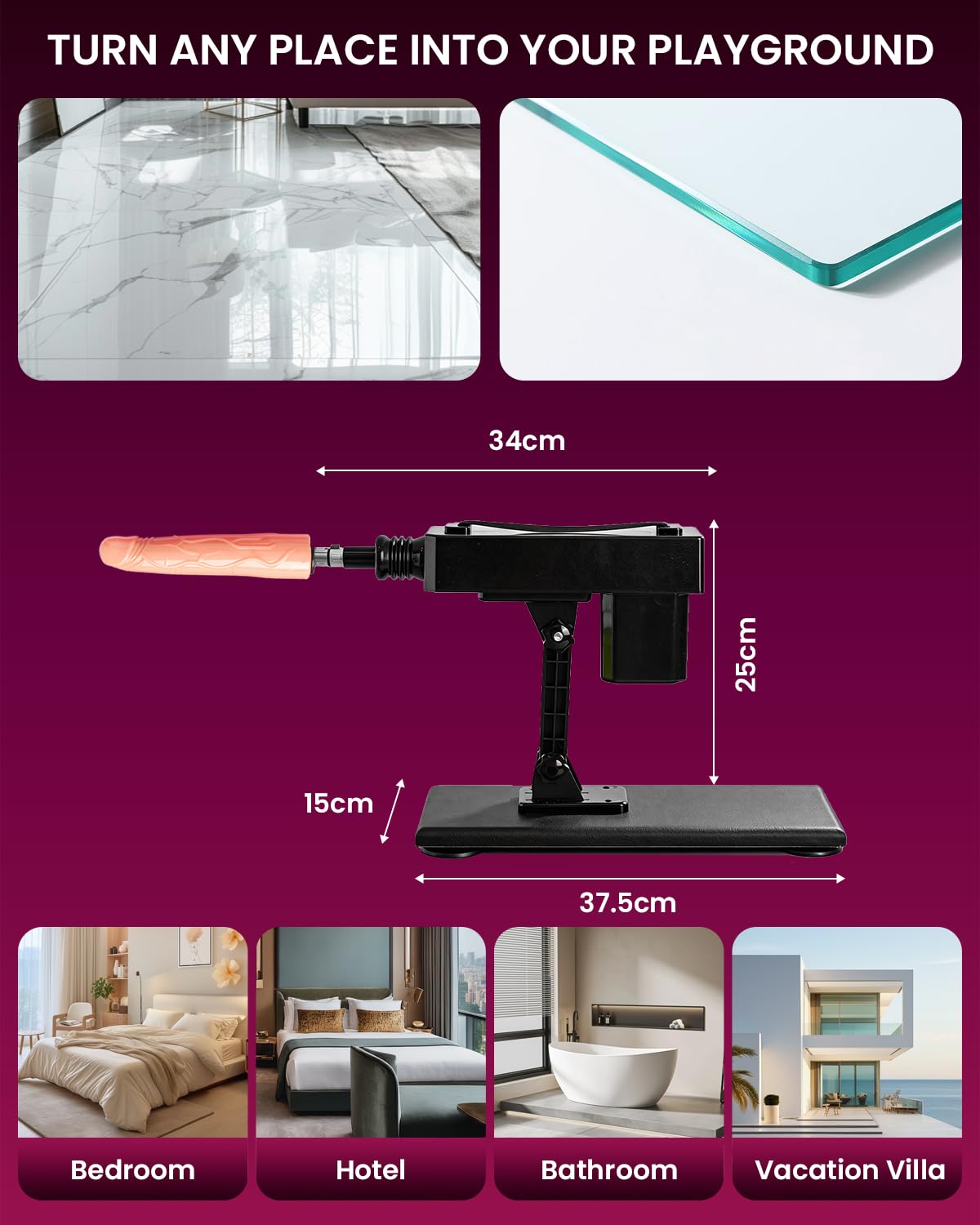 Máquina Sexual Automática con 7 Accesorios y Control Remoto | Sex Machine de Empuje con Conector 3XLR | Ángulo Ajustable y 330 RPM | Máquina de Sexo para Hombres, Mujeres | Masaje de Punto G y Anal