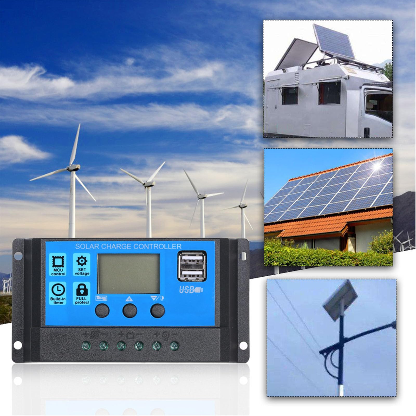 Kit De Panel Solar Monocristalino Impermeable | Módulo Solar a Prueba de Intemperie, Controlador de Carga, Accesorios Completos de Montaje para Camper, Marino y Emergencia