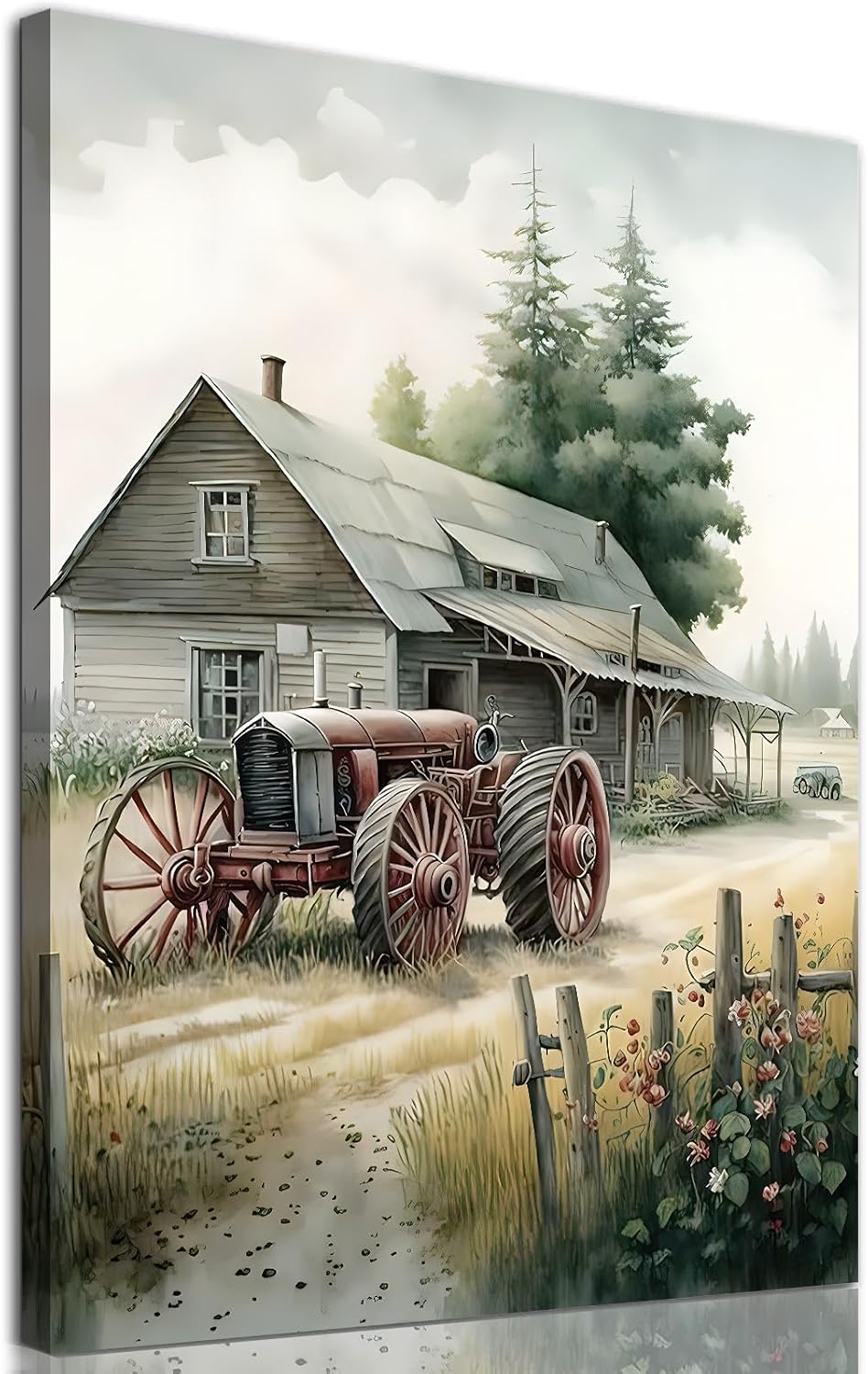 Farmhouse Canvas Wall Art Old Tractor Pictures Rustic Barn Prints Country House