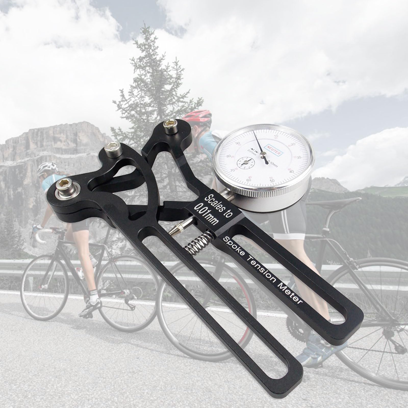Medidor de tensión para bicicletas, herramienta de medición de aleación de aluminio, indicadores de radios de bicicleta, comprobador de radios de rueda de bicicleta, fácil de usar